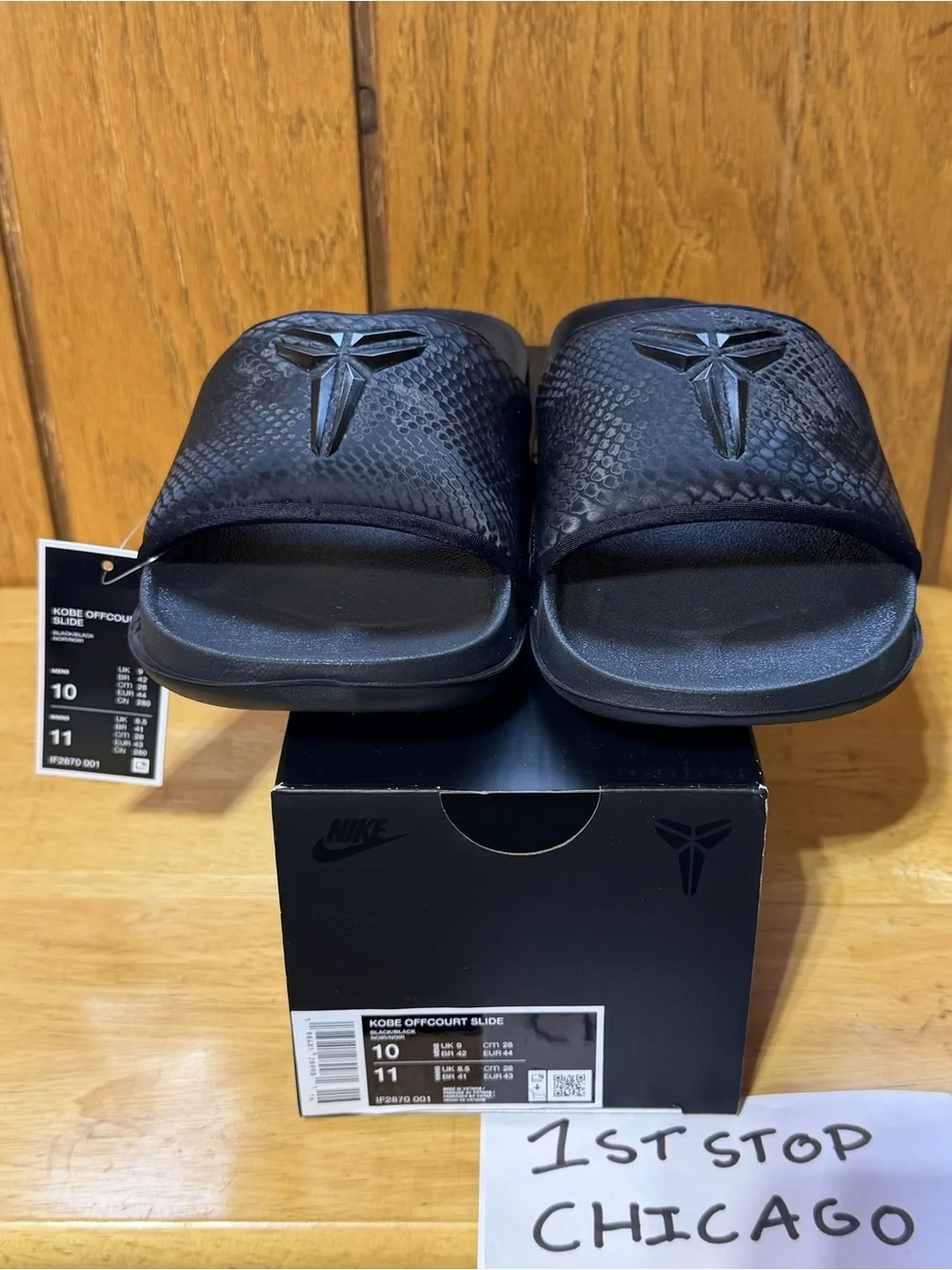 Nike Kobe Offcourt Slide Sandals Black White Logo Comfort IF2870-001 Mens 10 NEW